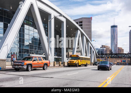 Fattoria di stato Arena (ex Philips Arena), casa dell'NBA Atlanta Hawks, nel centro di Atlanta, Georgia. (USA) Foto Stock