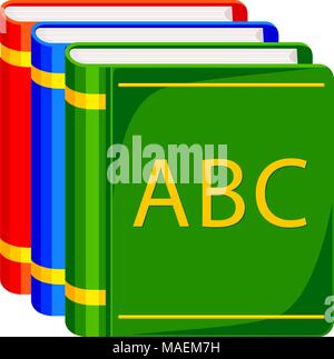 Colorato icona cartoon poster ABC LIBRO pila. Il tema dell'istruzione illustrazione vettoriale per la carta regalo certificato adesivo banner, segno distintivo, timbro, logo, lab Illustrazione Vettoriale
