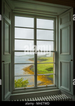 Vista dal castello di Dunvegan, Isola di Skye in Scozia. Foto Stock