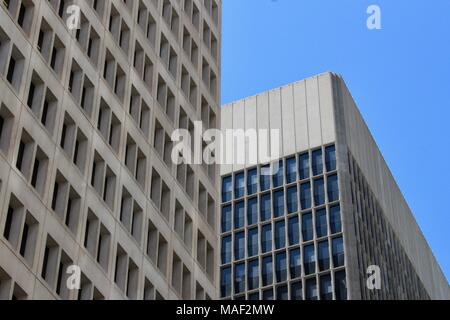 Il centro cittadino di Houston Texas usa cemento e palazzi di vetro Foto Stock