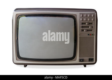 Televisione vintage sulla isolato bianco con percorso di clipping. Foto Stock