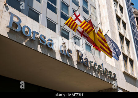 La parte esterna della Borsa de Barcelona (Borsa) edificio, Barcellona, Spagna Foto Stock