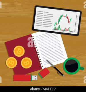 Crypto valuta del mercato. Finanza azienda denaro, il mercato elettronico di Crypto, illustrazione vettoriale Illustrazione Vettoriale