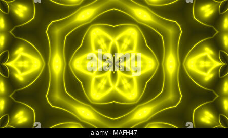 Abstract sfondo con VJ Fractal caleidoscopica giallo. Rendering 3D sfondo digitale Foto Stock
