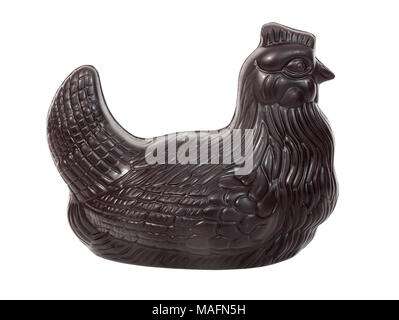 Isolato di Pasqua gallina di cioccolato. Foto Stock