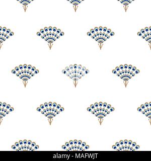Peacock ventola vettore seamless pattern. Illustrazione Vettoriale