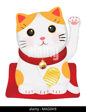 Maneki Neko o Giappone lucky cat vector Illustrazione Vettoriale