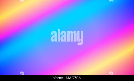 Un arty 3d rendering di fuzzy inclinata turchese, giallo, viola, arancione e rosato frizzante raggi in un modo sfocati. Il fumoso raggi schiariscono optimis Foto Stock