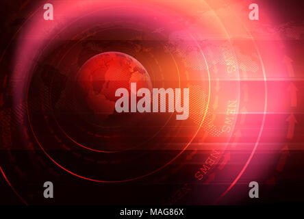 Azienda grafica concetto di trading attraverso il mondo globale di comunicazione e di connettività. 3d illustrazione Foto Stock