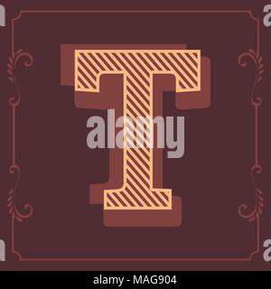 Lettere dell'alfabeto inglese in marrone vintage design di stile in vettore Illustrazione Vettoriale