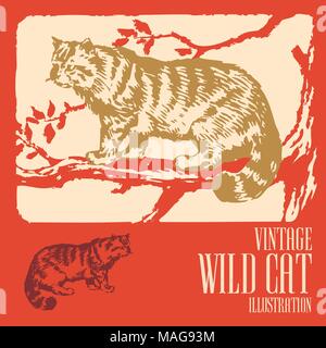 In stile vintage foresta selvaggia Animali diversi design Illustrazione Vettoriale