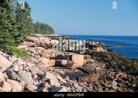 La costa rocciosa del Maine Foto Stock