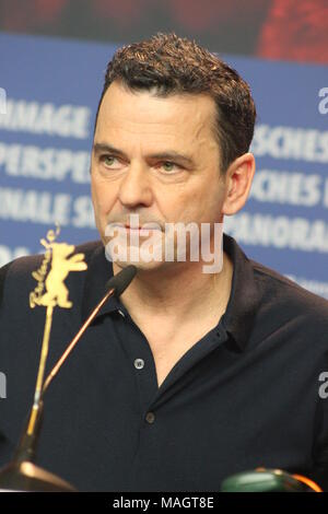 Conferenza stampa presso il Grand Hyatt Hotel di Berlino/Germania per "transito" dalla 68BERLINALE con il direttore tedesco Christian Petzold Foto Stock