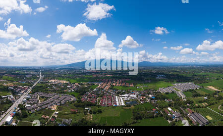 Vista superiore del le risaie nel nord della Thailandia Foto Stock