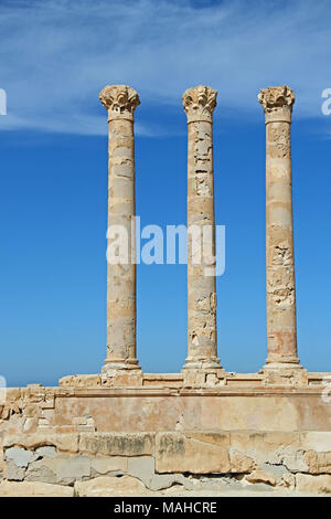 Le antiche rovine romane di Sabratha weat di Tripoli, Libia Foto Stock