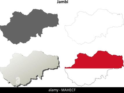 Jambi vuoto mappa di contorno impostato Illustrazione Vettoriale