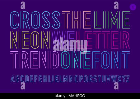 Alfabeto e font condensati in riga = Illustrazione Vettoriale