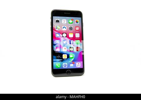 IPhone 7 Plus su sfondo bianco Foto Stock