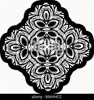 Seamless Mandala nero su bianco Illustrazione Vettoriale
