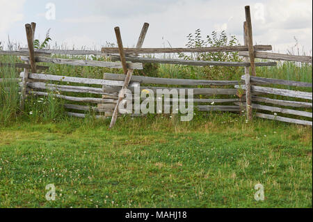 Picchetti di legno scherma sul campo di battaglia di Gettysburg Foto Stock