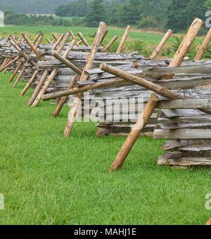 Picchetti di legno scherma sul campo di battaglia di Gettysburg Foto Stock