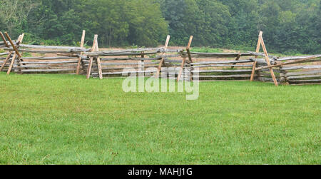 Picchetti di legno scherma sul campo di battaglia di Gettysburg Foto Stock
