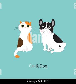 Divertente cane e gatto Illustrazione Vettoriale