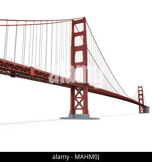 Golden Gate Bridge sul bianco. 3D illustrazione Foto Stock