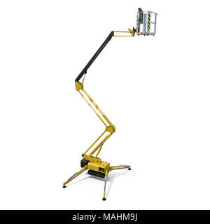 Extended elevatore a pantografo su bianco. 3D'illustrazione, tracciato di ritaglio Foto Stock