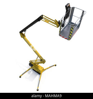 Extended elevatore a pantografo su bianco. 3D'illustrazione, tracciato di ritaglio Foto Stock