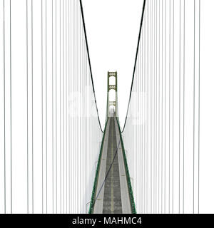 Ponte Mackinac isolato su bianco. 3D illustrazione Foto Stock