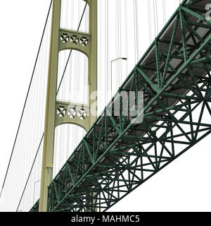 Ponte Mackinac isolato su bianco. 3D illustrazione Foto Stock