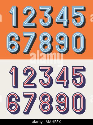 Illustrazione Vettoriale di vintage numeri in rilievo il carattere tipografico Illustrazione Vettoriale