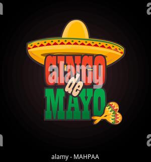 Cinco de Mayo caratteri di testo Messaggio di saluto illustrazione vettoriale. Illustrazione Vettoriale