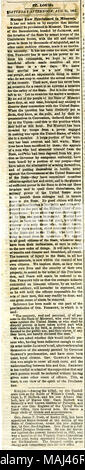 Ritaglio di giornale, articolo intitolato "La legge marziale proclamata in Missouri," la pagina uno, 1861-08-31. La guerra civile raccolta, Missouri History Museum, St. Louis, Missouri. Foto Stock