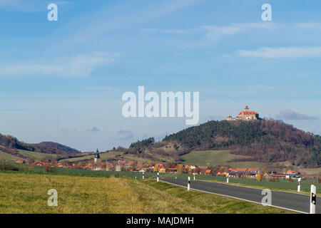 Blick auf die Wachsenburg in Turingia Foto Stock