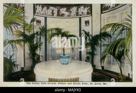 Titolo: il Lobby Cafe Cicardi, Delmar e Euclid Avenue, St. Louis, MO. . Circa 1912. Foto Stock