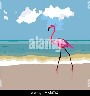 Un selvaggio fenicottero rosa Illustrazione Vettoriale