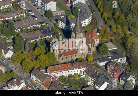 Vista aerea, chiesa Burbach, Burbach, Saarbrücken Saarland, Germania, Europa, uccelli-occhi vista, Vista aerea, la fotografia aerea, la fotografia aerea, ov Foto Stock