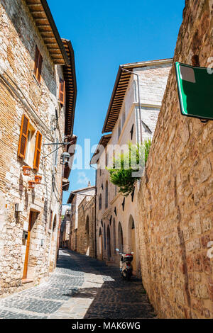 Unione old street in Assisi, Italia Foto Stock