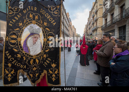 Semanta Santa (anche conosciuto come la Settimana Santa) è uno di Spagna più grandi e i più celebri feste religiose. Barcelona, Spagna Foto Stock