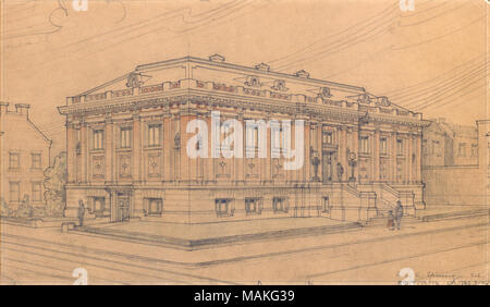 Titolo: matita colorata rendering del ramo Soulard di San Luigi Biblioteca Pubblica di Louis C. Spiering, ca. 1909 . 1909. Spiering, Louis Clemens, 1874-1913 Foto Stock