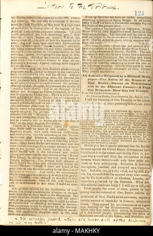 Ritagli di giornale scritto da Gunn per il New York Tribune, per quanto riguarda l'atmosfera di New Orleans mentre è sotto il controllo dell'Unione. Titolo: Thomas Butler diari Gunn: Volume 21, pagina 138, dicembre 29, 1862 [ritaglio di giornale] . Il 29 dicembre 1862. Gunn, Thomas Butler, 1826-1903 Foto Stock