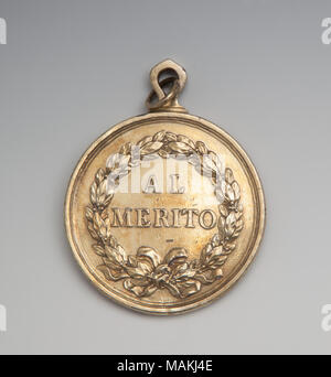 Un spagnolo Carlo III indiano medaglia di pace ripetutamente apparteneva all'ultimo luogotenente governatore della Louisiana superiore, Charles (Don Carlos) Dehault Delassus. Indian medaglie emesse dal governo spagnolo misurata 54 millimetri di diametro e sono state fatte di argento. Tuttavia, questo è placcato in oro che indicano che esso può avere servito un altro scopo come bene. Titolo: spagnolo Carlo III indiano medaglia di pace . tra 1778 e 1788. Tomas Francisco Prieto Foto Stock