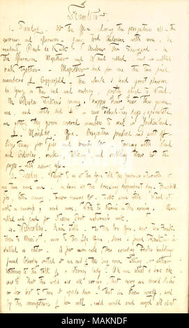 Commenti sul suo amore di Charles Dickens e la sua conversazione con una signora letteraria. Trascrizione: dicembre. 1. Domenica. In ufficio la colorazione della prospettiva tutti ? La mattina e il pomeriggio. Giovani Fred Anderson con me, egli la lettura di Paul de Kock ?s Andrew sabauda. Nel pomeriggio [Dillon] Mapother e [Alfred] Waud chiamato, e abbiamo camminato insieme. Mapother aveva per me i due numeri finali di [] David Copperfield; il quale ho avuto il grande piacere di giacente sul letto e la lettura, in parte a voce alta a Waud. Oh Charles Dickens molti un happy hour tu hai dato a me e a poco ho fatto nella mia scuola- Foto Stock