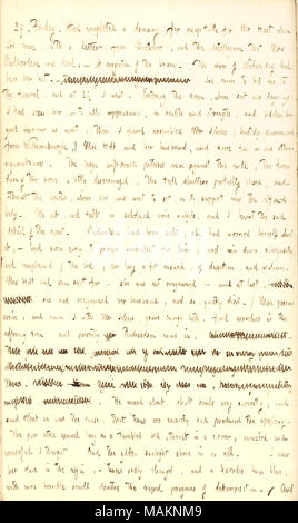 Descrive partecipato ai funerali di Sarah Richardson. Trascrizione: 29. Venerdì. Aveva completato un disegno per il titolo della mappa per il signor [Henry] Hart quando Joe [Greatbatch] è venuto con una lettera da [William] Boutcher, e l'intelligenza che la onorevole [Sarah] Richardson era morto: ? Di congestione del cervello. Il mezzogiorno di mercoledì è stata la sua ultima. ? [Parole barrata] Joe è venuto a me offerta al funerale e a 2 1/2 sono andato. Entrando in camera, dove ma sei giorni fa avevo visto lei, a tutti aspetto, in materia di salute e di forza e invitato la sua buona domani come è andato; ci ho trovato assemblato Signor Johns (frettolosamente su Foto Stock