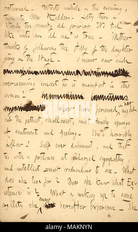 Commenti su Rebecca Kidder. Trascrizione: restituiti. Ha scritto un bel po' di sera, quindi alla onorevole [Rebecca] Kidders. Lotty [Kidder]. In verità la muffa antico proverbio ?ǣNo stolto simile a una vecchia ? È vero. Madre pensa di seguire la follia della figlia di andare sul palco. Non ho mai visto tali [parole barrata] arrogante presunzione come è manifesto in questa donna!!! [Parole barrata] non ho mai hanno percepito nella sua restasse ma il pettiest, shallowest, la maggior parte con foglie apings presso il sentimento e la sensazione. Ella ?s cava orribilmente! Auto mai dominante, e che anche con una pretesa a simpatia allargata e int Foto Stock