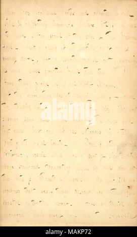 Descrive il suo primo giorno a Niagara Falls, New York. Trascrizione: dove sono state stabilite le cabine e shanties in ogni lato, vociferating limonata concessionari &c; sono venuto a dove posso stare in piedi sul bordo della American caduta. Basta uno sguardo al suo profilo come si tratta ruggente giù, non una cascata liscia ma, successione di quelle, alcuni sporgenti oltre gli altri così [piccolo schizzo di cade qui] Qui, anche se la terra come è tutto su Niagara, ancora l'immaginazione è di fornire molto, ? È possibile vedere il travagliato acqua avvicina il bordo orribile, la grande impennata sotto schiuma, si pende dalle boccole e guardare in basso, ma può Foto Stock