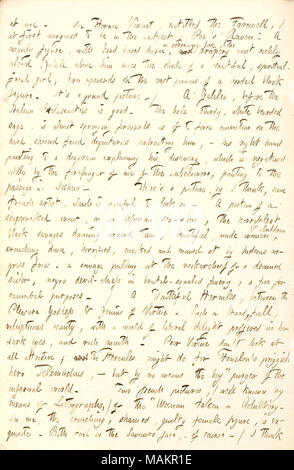Descrive una visita al Crystal Palace di New York a guardare opere d'arte. Trascrizione: alla volta. Un Horace Vernet, intitolato L'Addio, io in primo luogo immaginato per essere sul tema del [Edgar Allan Poe] ?s ?ǣRaven. ? Una figura virile, con la testa piegata verso il basso in amore sofferente, (l'e drappeggi più riccamente colorati,), mentre al di sopra di lui sorge l'ombra di una bella, spirituale di fronte-girl, nato verso l'alto sul vasto pignoni di un nero con cappuccio figura. Si ?s un grand'immagine.) a Galileo, davanti all'Italiano ecclesiastici è buono. La hale, robusto con barba bianca salvia, è quasi il molleggio in avanti come se a forza con Foto Stock