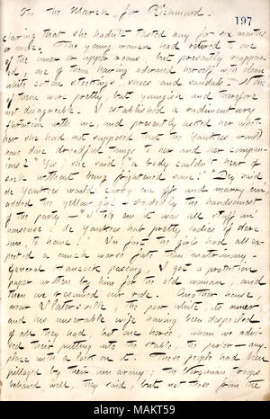Per quanto riguarda il corso degli eventi durante il mese di marzo dell'esercito del Potomac da Williamsburg. Titolo: Thomas Butler diari Gunn: Volume 19, pagina 227, 10 maggio 1862 . Il 10 maggio 1862. Gunn, Thomas Butler, 1826-1903 Foto Stock